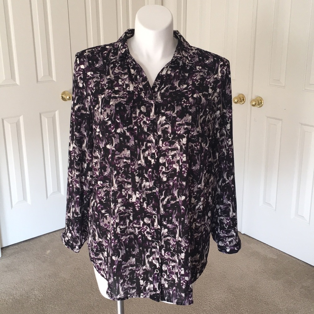 CJ Banks Button Down Long Sleeve Top